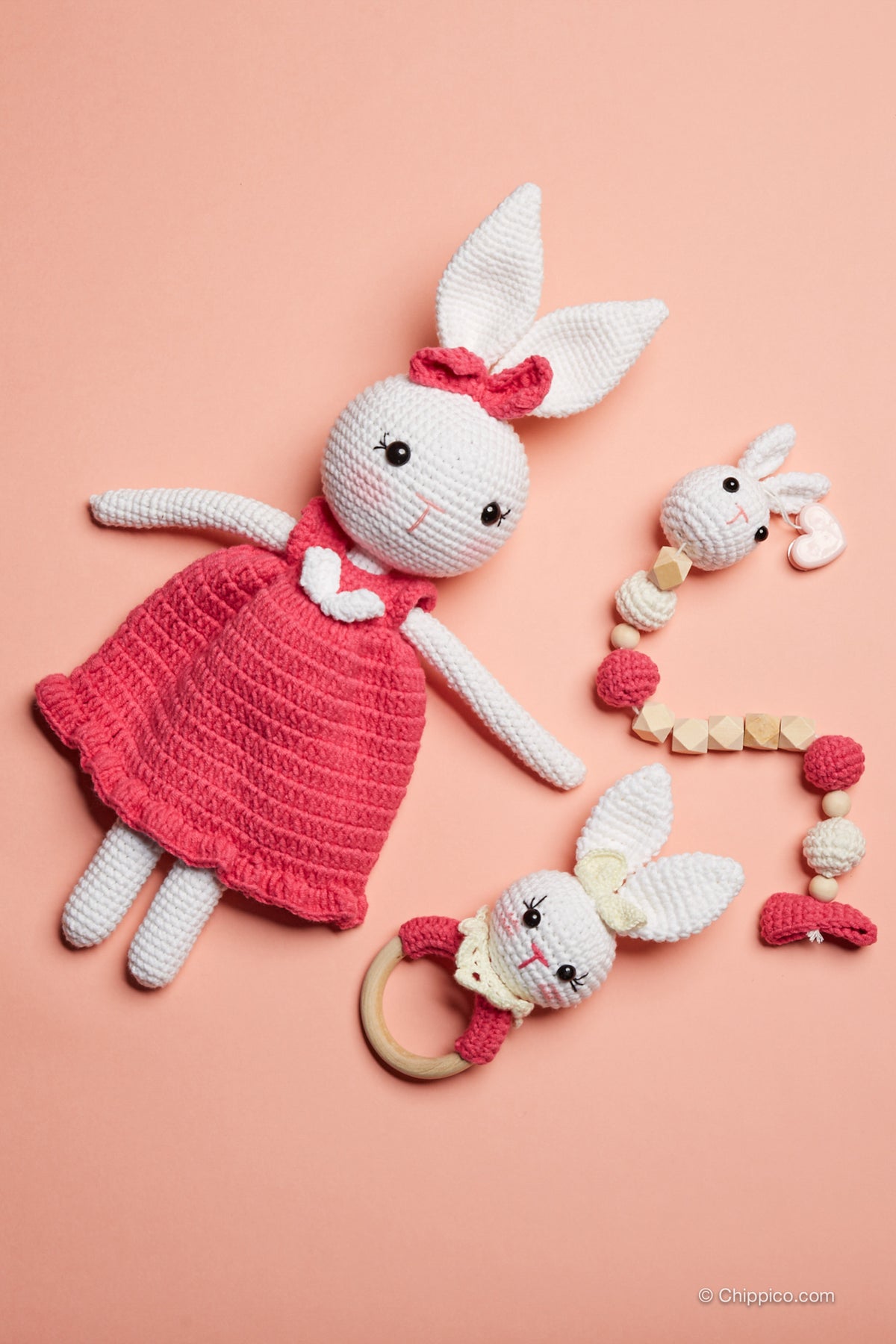 Pink Rosie Bunny Rattle Ring