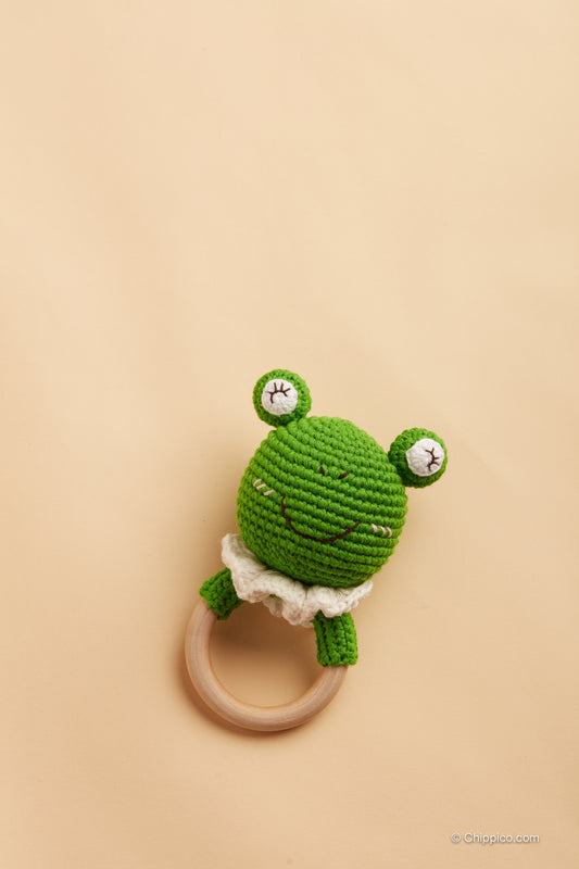 Trevor The Green Frog Rattle Ring