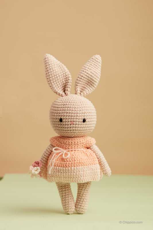 Honey The Bunny with Flowers Crochet Stuffed Animal