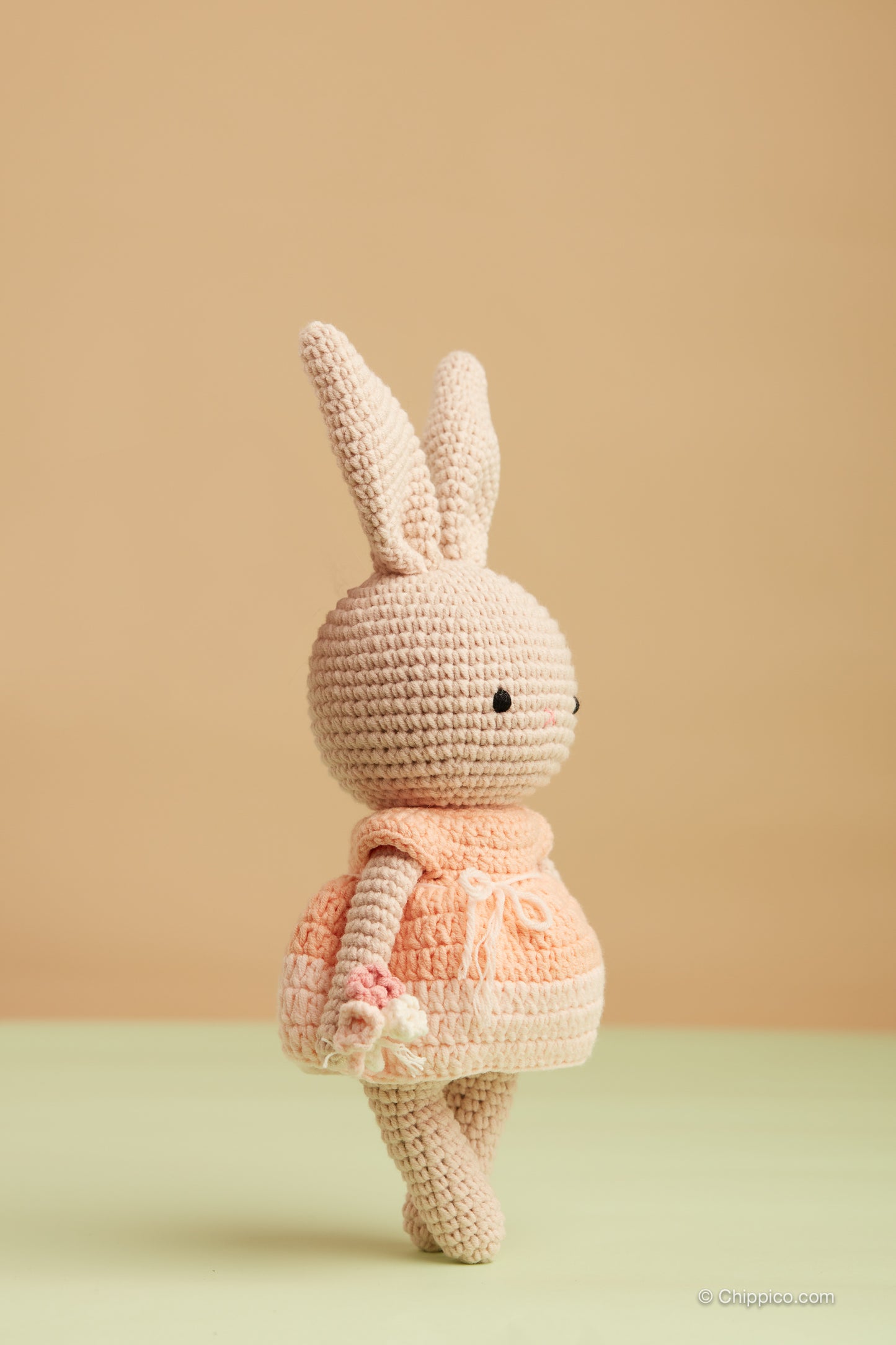 Honey The Bunny with Flowers Crochet Stuffed Animal